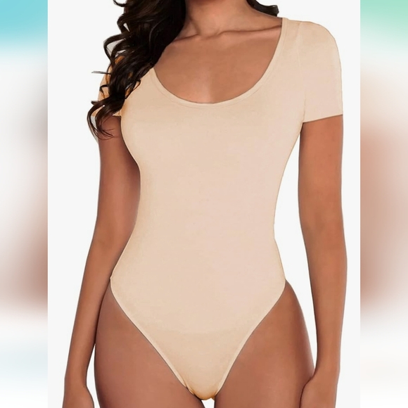 *NWT BelleLovin Round Neck T Shirts Basic Short sleeve Bodysuit Top - Picture 1 of 6